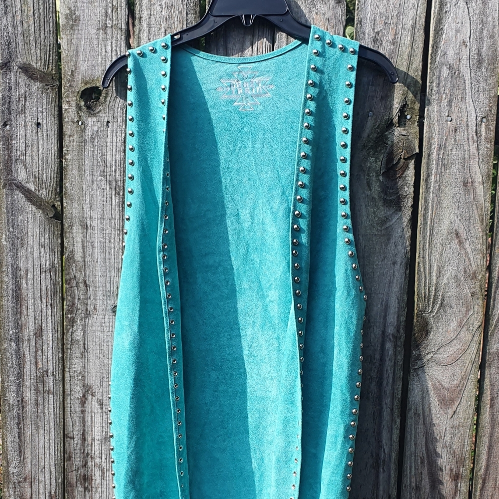 COPY - Crazy Train Western Turquoise Vest with Fringe